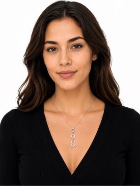 NWT 925 Sterling Silver Diamond Drop Pendant Necklace 1/10 CTW 18”